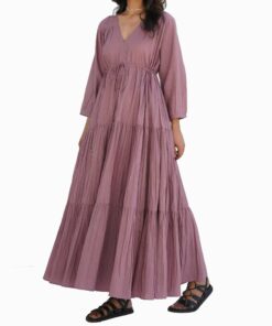 Organic Cotton Pleated Maxi Dress FU1