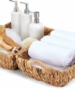 Water Hyacinth Storage with Wooden Handles  FU14
