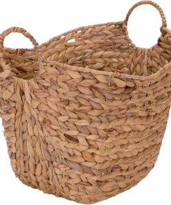 Water Hyacinth Wicker Basket with Handles FU19