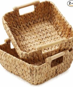 Set of 2 Water Hyacinth Oval Storage Baskets FU50