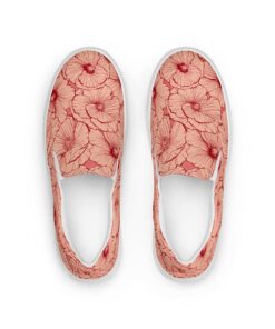 Peach Hibiscus Design Women’s Slip-On FU8