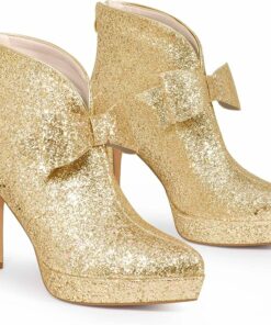Gold Bow Ankle Boots FU76