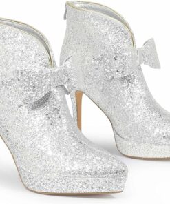 Silver Bow Ankle Boots FU75