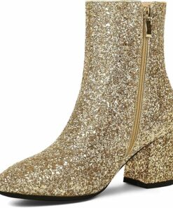 Yellow Sequin Glitter Boots FU64